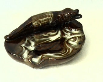 Brown Alligator Retro Ashtray