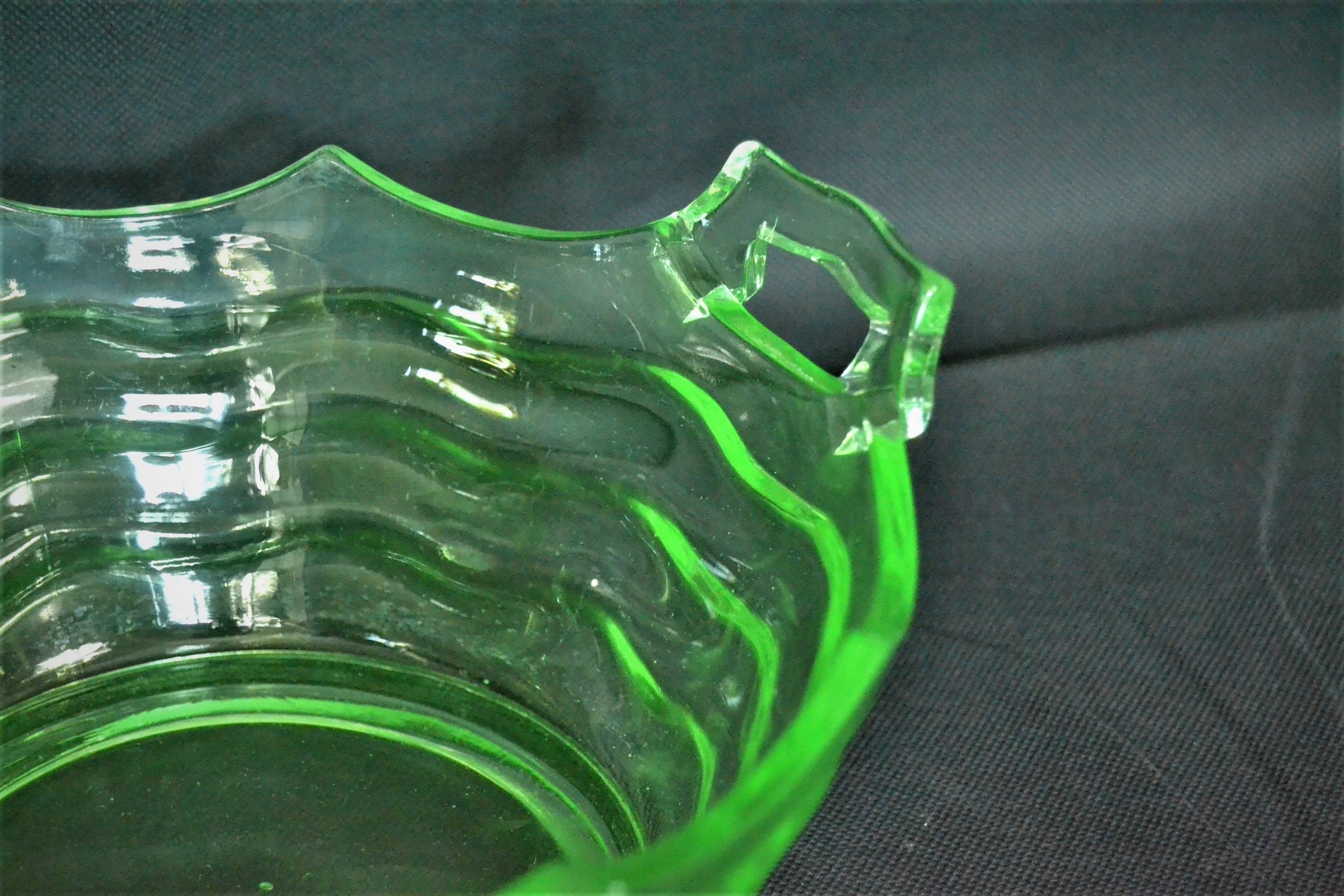 D.C Jenkins Glass Ocean Waves Vaseline Glass Bowl Etsy Singapore