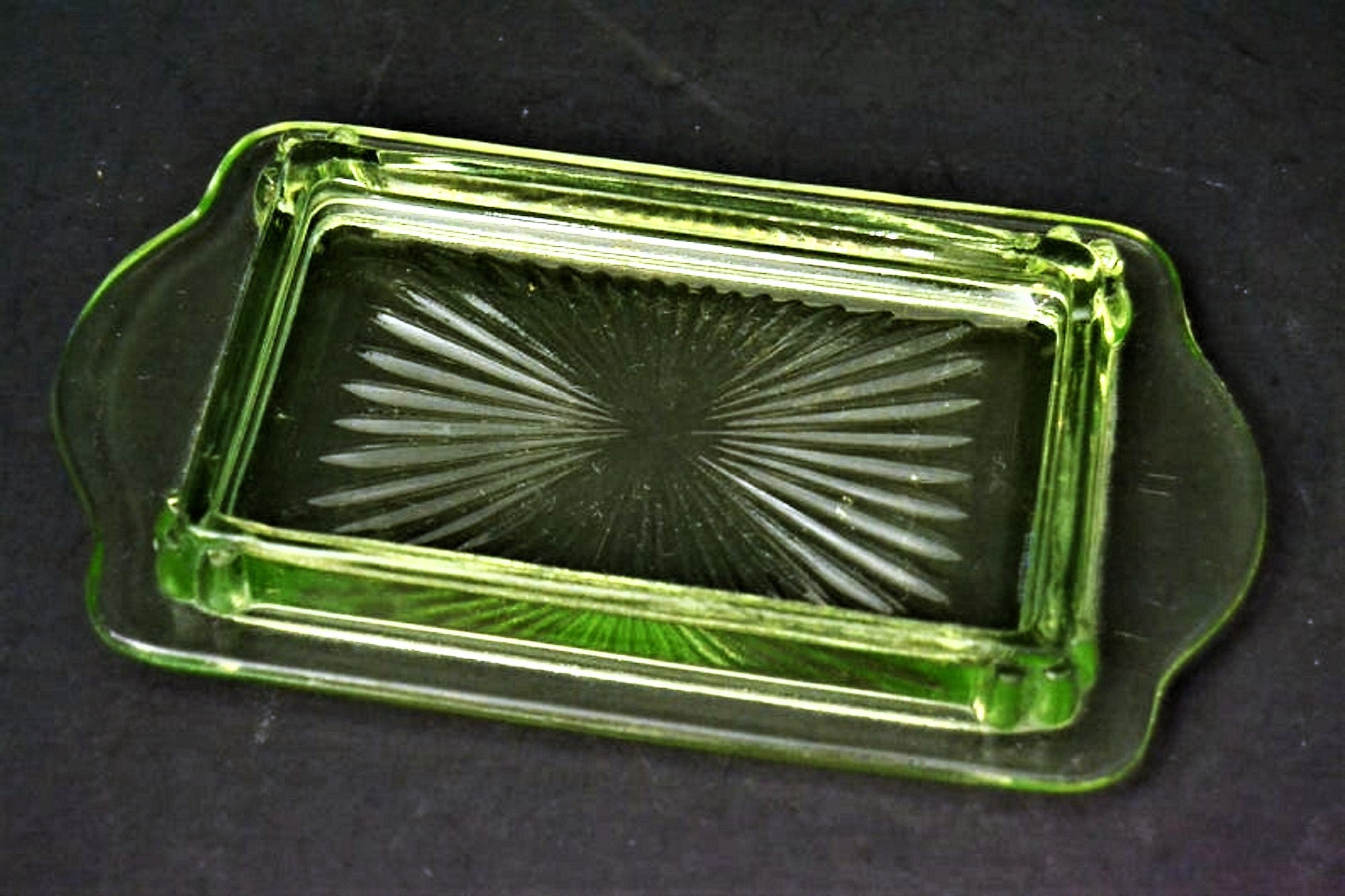 Depression Vaseline Glass Covered Butter Dish from Hocking Etsy