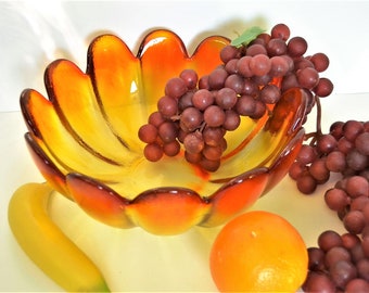 Vintage Orange and Yellow Lotus Bowl from Indiana Glass