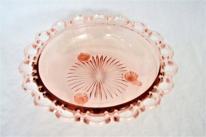 Old Colony Lace Edge Pink Depression Glass Footed Bowl Etsy