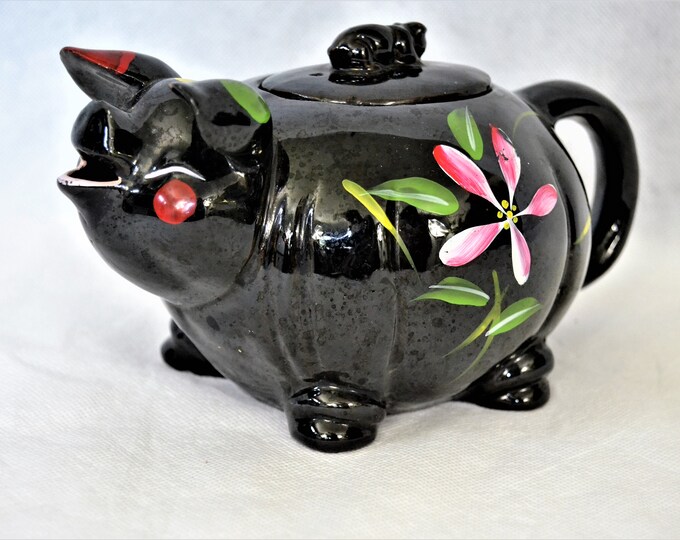 Vintage Pig Teapot Red Clay Pottery Teapot Etsy