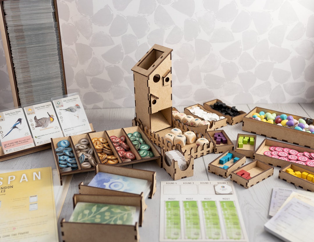 Wingspan Game Box Organizer for All Expansions and Sleeved Cards, Board