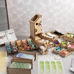 Wingspan Game Box Organizer for All Expansions and Sleeved Cards, Board Game Insert Build Kit, Board Game Upgrades, Board Game Accessories