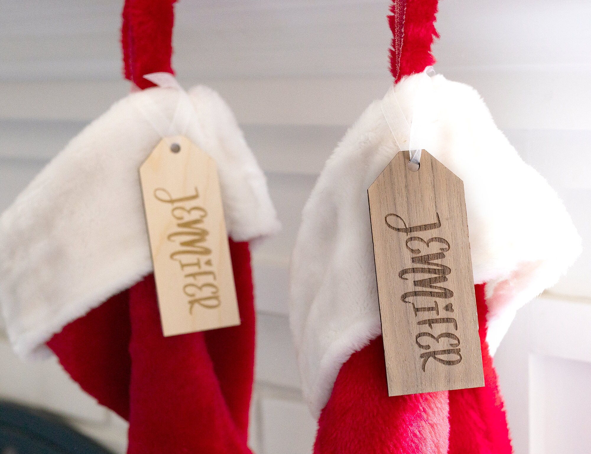 Engraved Wood Name Tags for Christmas Stockings Personalized Etsy