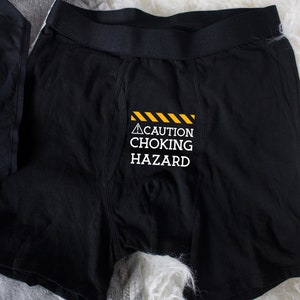 Couples Underwear, Funny Valentines Gift for Him, Funny Underwear Men, Caution Choking Hazard Slippery When Wet, Anniversary Gift for Him image 3