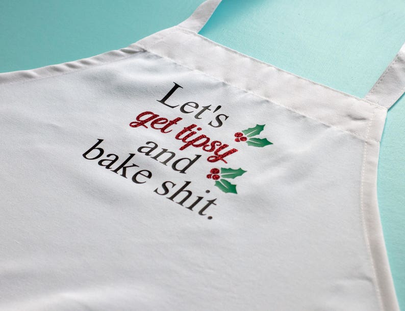 Christmas Apron Funny Kitchen Apron Let's Get Tipsy Etsy