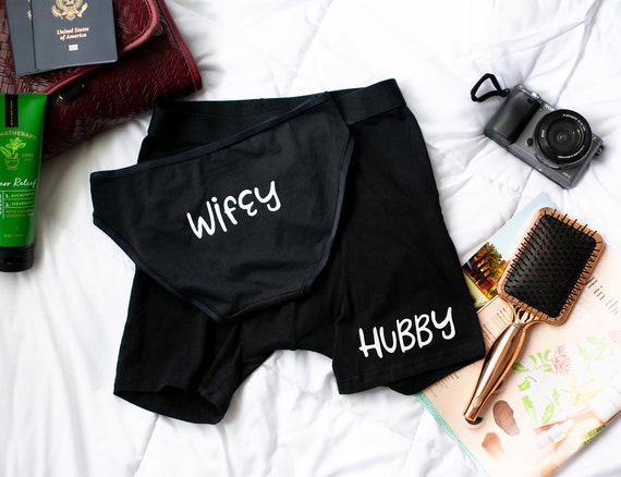 Hubby and Wifey Underwear, Honeymoon Gift for Couple, Couples Underwear  Set, Husband Gift, Unique Wedding Gift for Couple, Matching Set of 2 