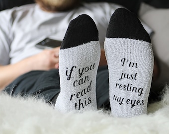 If You Can Read This, Funny Socks Men, Fathers Day Gifts for Dad, Birthday Gifts for Dad from Daughter, Mens Socks Size 10-13