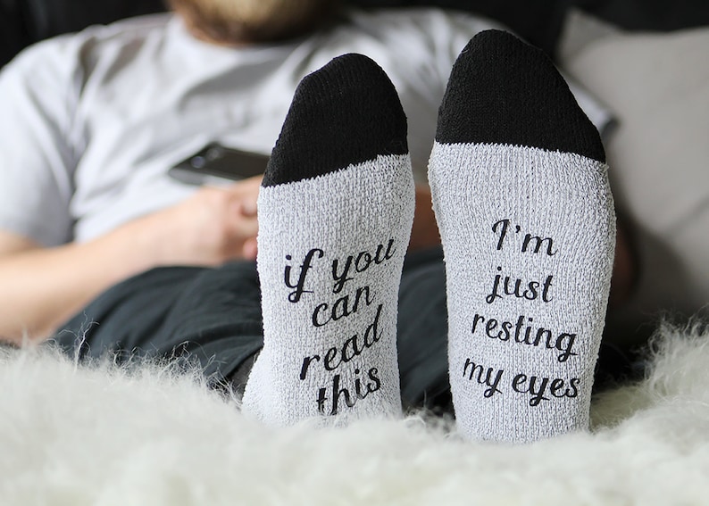 If You Can Read This, Funny Socks Men, Birthday Gifts for Dad from Daughter, Mens Socks Size 10-13