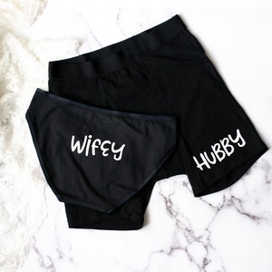 Hubby and Wifey Underwear, Honeymoon Gift for Couple, Couples Underwear ...