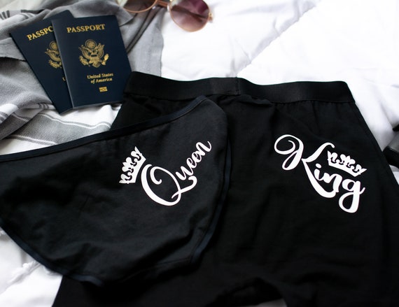 King and Queen Underwear, Couples Underwear Set, Cotton Anniversary,  Husband Gift, Unique Wedding Gift for Couple, Matching Set of 2 -   Canada