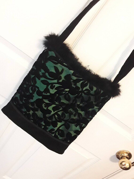 Green Velvet Brocade Purse