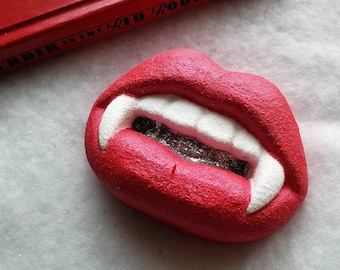 Vampire Fangs Lips Bath Bomb - Halloween Bath Bomb - Goth Gift - Bite Me