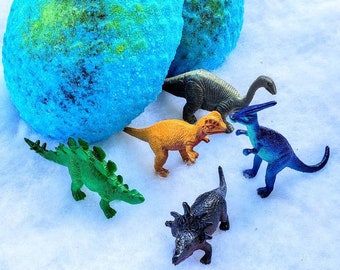 Dinosaur Egg Bath Bomb - Easter Basket Stuffers for Boys - Kids Bath Bombs with Toy Inside - Dinosaur Party Favors