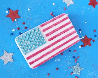 American Flag Bath Bomb: Patriotic 4th of July Gift