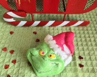 Christmas Bath Bomb - Stocking Stuffer for Kids -  Grumpy Green Guy