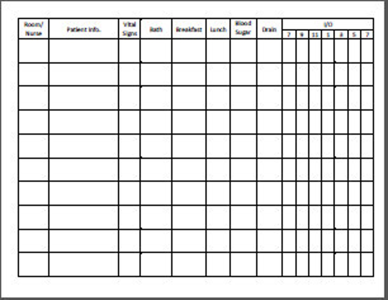 cna shift assignment sheet