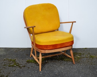 Originele vintage Ercol Windsor 334 fauteuil - volledig gerestaureerd - kleurenkeuze - tweekleurig