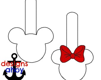 mr and mrs mickey and minnie mouse heads amazing value SNAP TABS design bonus pack sale both bow ears embroidery, personalization