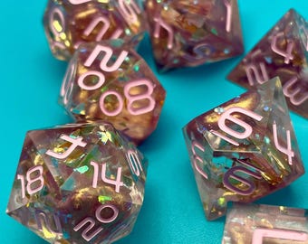 Crystal Tears Sharp Edge Dice Set (7) For Role Playing Games