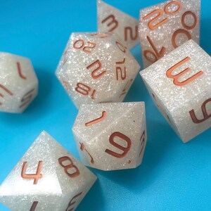 Diamond Dust Sharp Edge Dice Set (7) For Role Playing Games, Dungeons and Dragons, RPG, TTRPG, DnD Dice Set, Handmade Dice, glitter dice