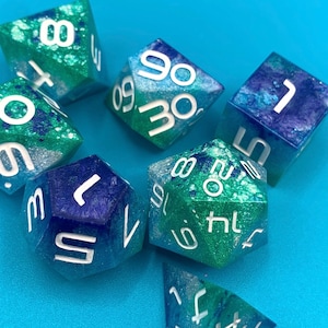 Gamma Gay Pride Sharp Edge Dice Set (7) For Role Playing Games, Dungeons and Dragons, RPG, TTRPG, DnD Dice Set, Handmade Dice, D&D Dice