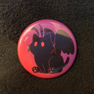 Moth Cat Cryptid Kitty 1.5&quot; Pinback Button - Eldritch Beans