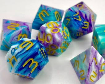 Set di dadi con bordo affilato Jazz Cup (7) per giochi di ruolo
