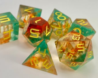 Set di dadi con bordo affilato ad acquerello (7) per giochi di ruolo