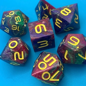 Hexblood Sharp Edge Dice Set (7) For Role Playing Games, Dungeons and Dragons, RPG, TTRPG, DnD Dice Set, Handmade Dice, Red dice, D&D