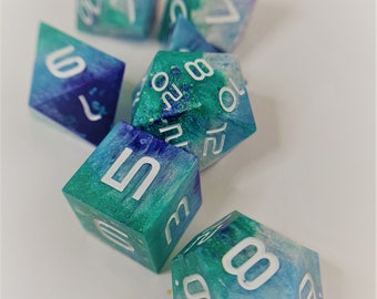 Gamma Gay Pride Sharp Edge Dice Set (7) For Role Playing Games, Dungeons and Dragons, RPG, TTRPG, DnD Dice Set, Handmade Dice, D&D Dice