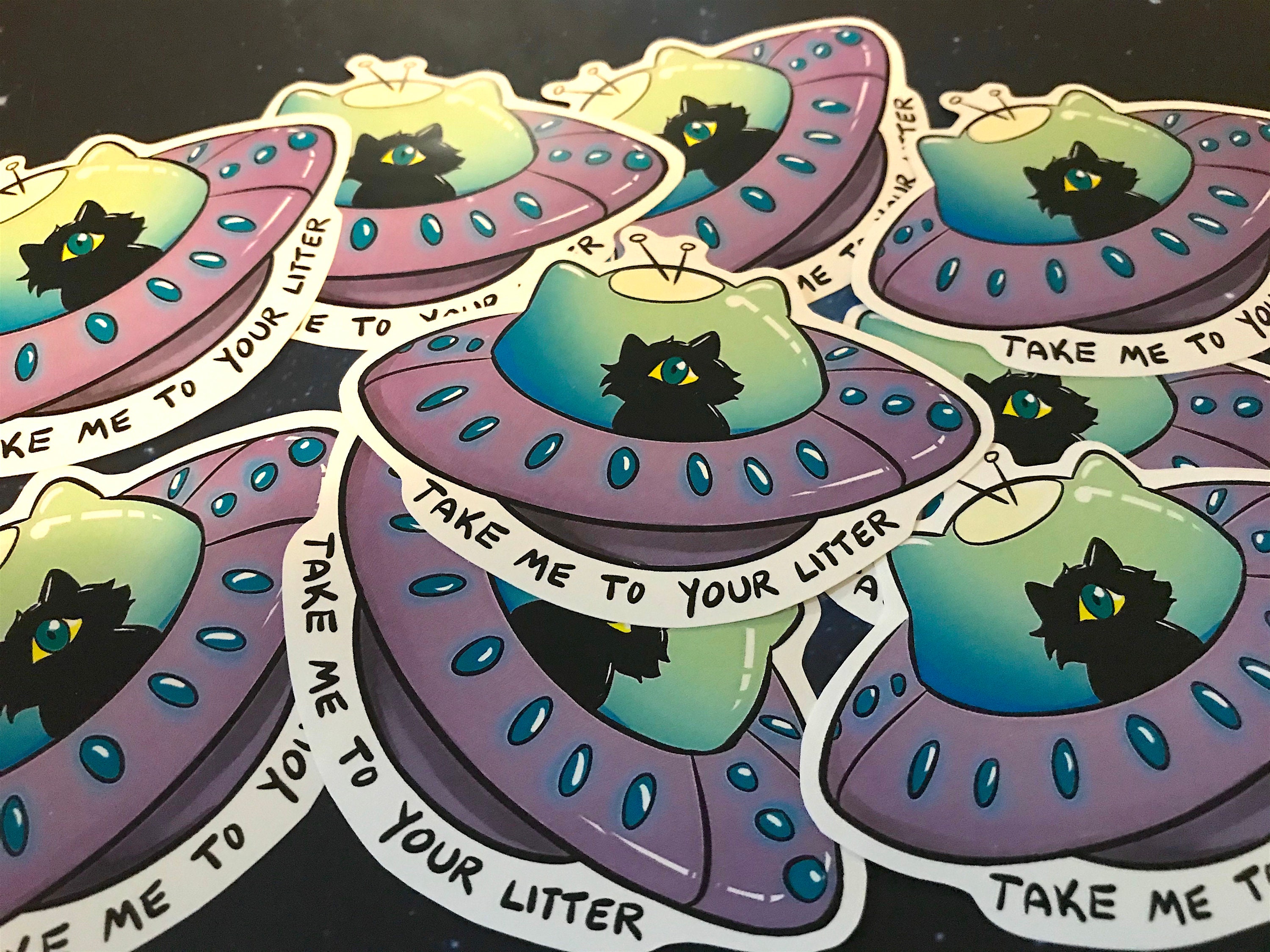 Take Me to Your Litter Alien Kitty Cryptid Sticker Eldritch | Etsy