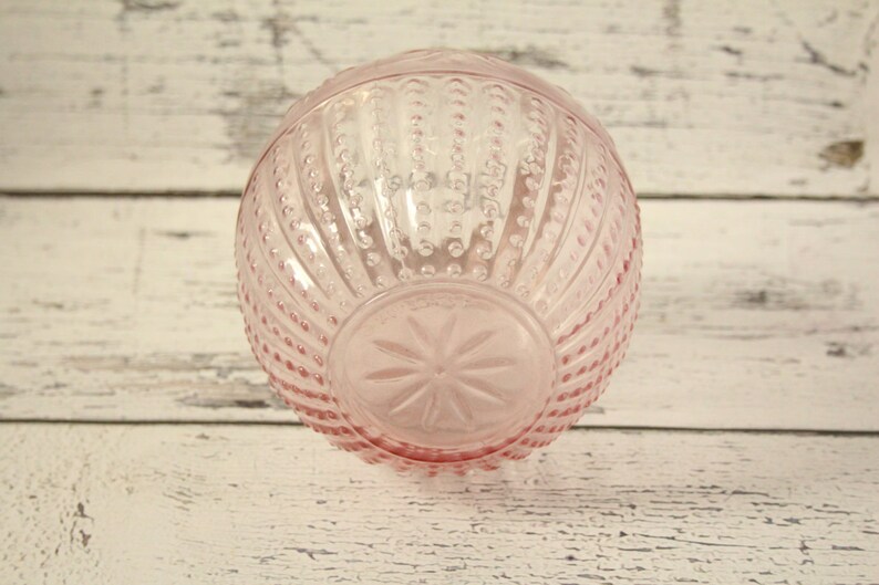 Vintage Pink Depression Glass Flower Frog Container Hobnail Etsy