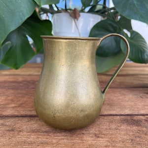Vintage Heavyweight Brass Pitcher | Antique | Drinkware | Serveware | Flower Vase | Floral Display | Home Decor | Farmhouse Style | Patina