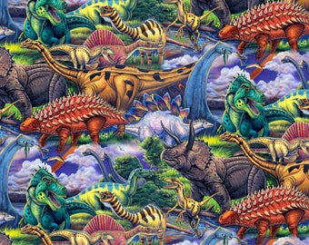 Dinosaurs Fabric By The Cut | Novelty Print | 100% Cotton | Jurassic Park | Fat Quarter | 1/4 Yard | 1/2 Yard | 1 Yard