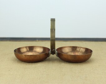 Vintage 1930s CHASE Copper Nut Dish | Brass Handle | Candy & Mint Serving | Art Deco | Antique | Decorative Serveware | Oxidized Tableware