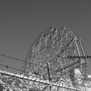Brooklyn Wonder Wheel Photography Coney Island Beach Ferris Wheel Photo Black & White Image New York City Photograph NYC
