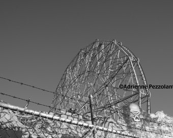 Brooklyn Wonder Wheel Photography Coney Island Beach Ferris Wheel Photo Black & White Image New York City Photograph NYC