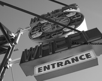 Brooklyn Wonder Wheel Entrance Photography Coney Island Beach Ferris Wheel Photo Black & White Images New York NYC Photograph