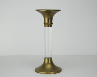 Vintage Lucite & Brass Candlestick | Taper Candle Holder | Acrylic | Mid-Century Decor | Antique Tableware | Home Accessories | Candle Stick