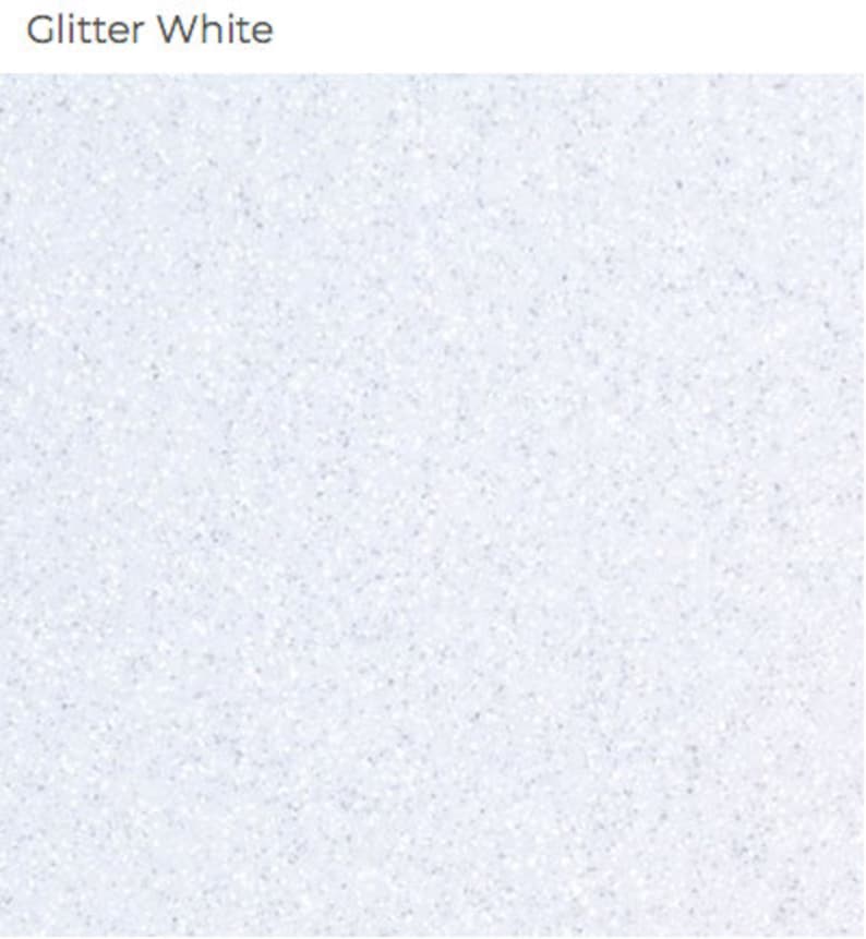 May include: A close-up of a white glitter surface. The glitter is fine and evenly distributed, creating a sparkling effect.