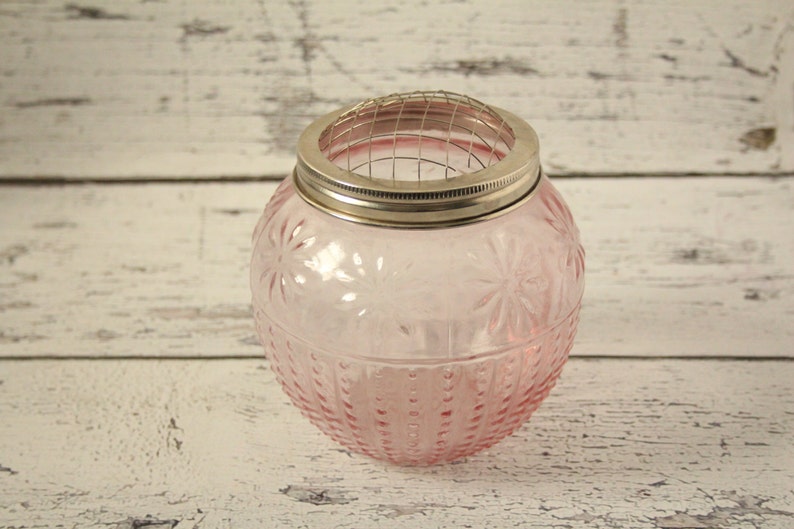 Vintage Pink Depression Glass Flower Frog Container Hobnail Etsy