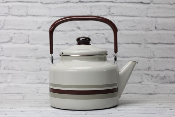 Enameled Teakettle, stove top kettle,Retro Decor Enameled