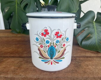 Vintage Enamel Stock Pot Steamer | Berggren | Enamelware | Kitchen Organization | Display Container | Food Cooking | Canning | Porcelain