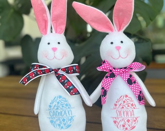 Personalized Easter Bunny | Plush Rabbit | Custom Name | Pink | Blue | Boys | Girls | Customized | Egg Hunt Gift | Easter Gift Idea | Ribbon