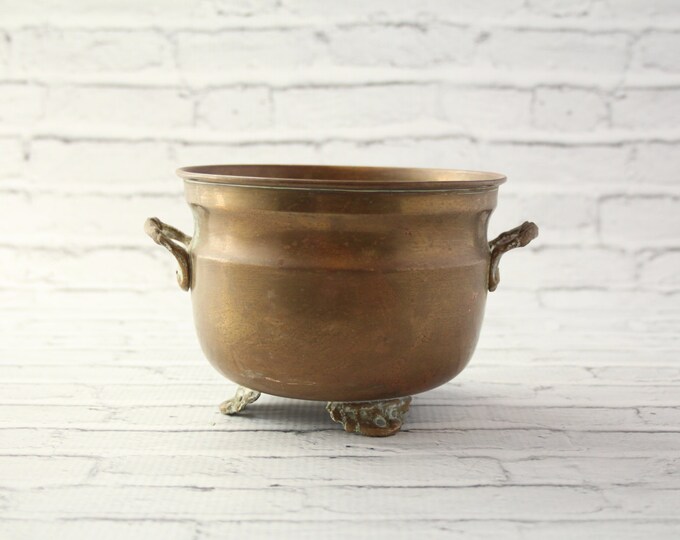 Vintage Solid Brass Bucket Planter Wine Bottle Coaster Plants Etsy