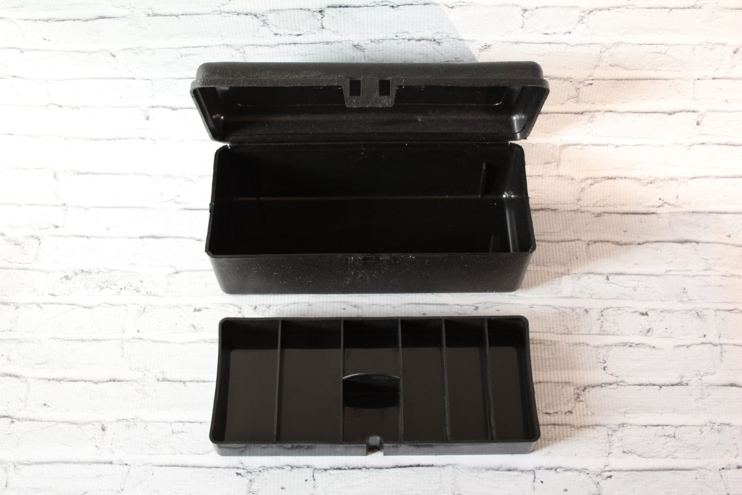 Vintage Black Plastic Utility Box by Trophy Taskmaster Made in Etsy