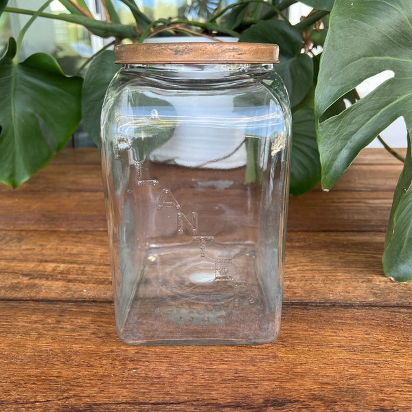 Vintage Planters Peanuts 1940 Leap Year Jar | Clear Glass Canister | Mercantile Container | Kitchen Storage | Decorative Display