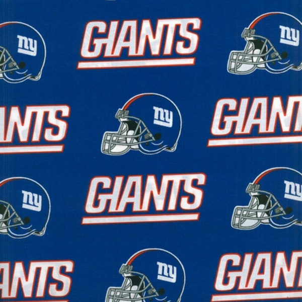 NY Giants Fabric By The Cut | Sports Print | 100% Quilting Cotton | NFL Football | Blue | White | Red | 1/2 Yard | 1 Yard